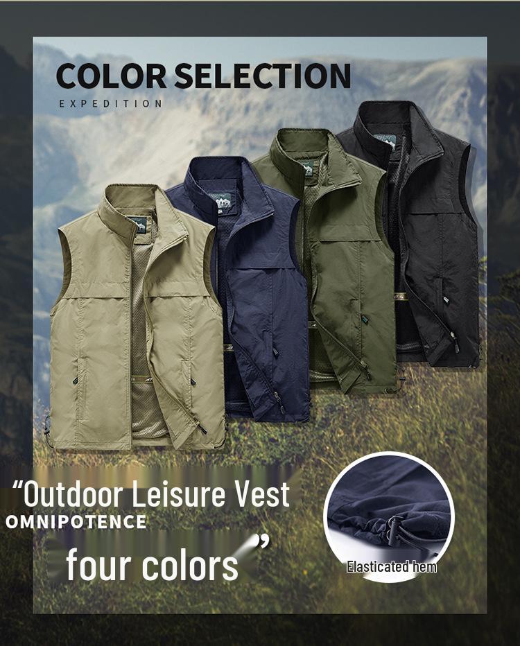Men's Spring/Autumn Outdoor Photography Fishing Vest - Lightweight, Casual, Middle-Aged Workwear