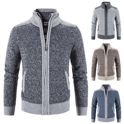 Men's Casual  Winter Zipper Sweater Stand Collar  Cardigan Tops Sweater Blouse Coat