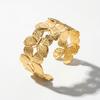 QIAOREN 12726 Bracciale a Manica Larga Scultoreo a Farfalle Interconnesse Vintage Acciaio Inossidabile Bracciale Dorato Regalo Sposa Compleanno