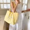 Solid Color Canvas Totes Bag Casual Large Capacity Letters Shoulder Bag College Student Versatile Women's Handbag Commuting