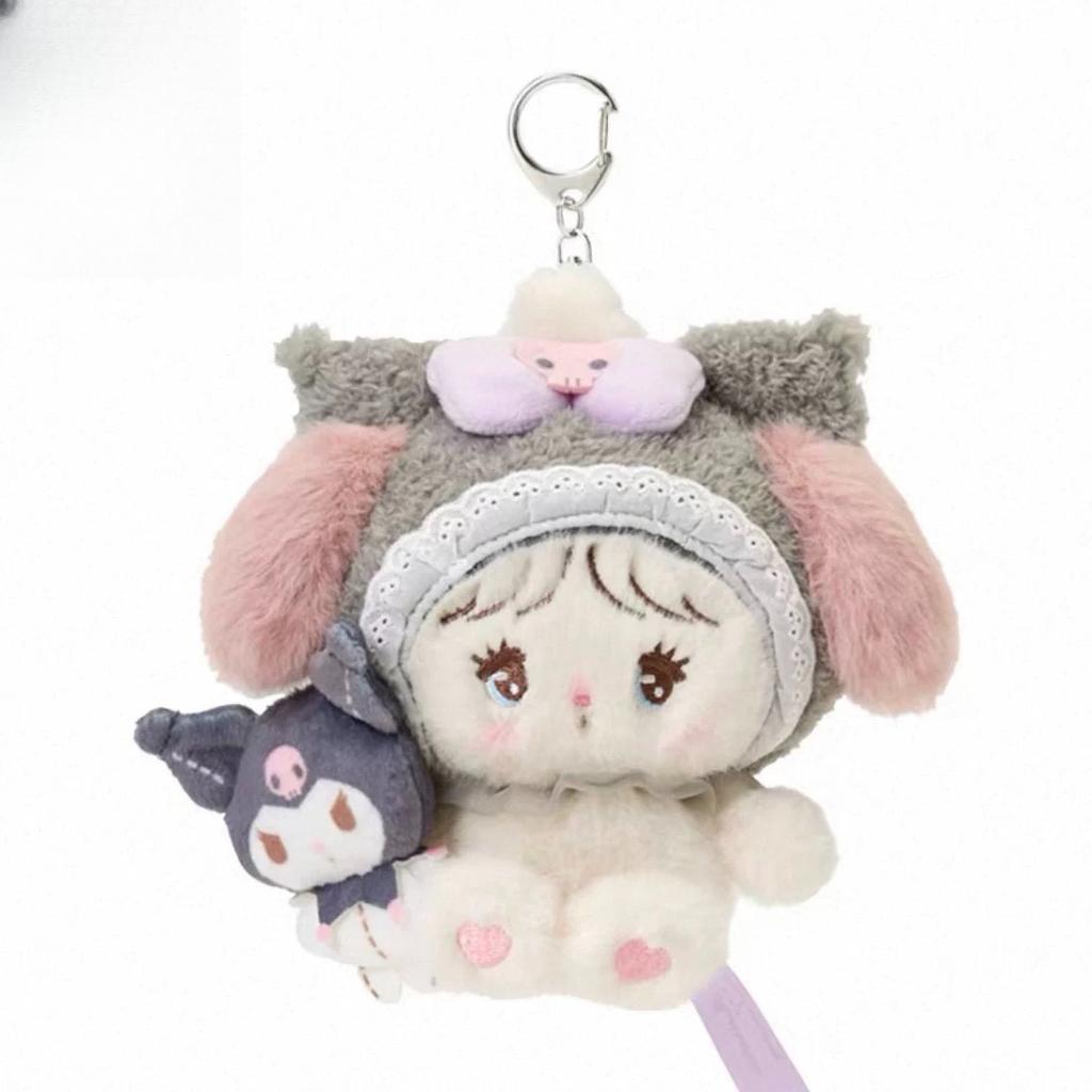 Kawaii Cartoon Mikko plush toy keychain lovely Cammy Mousse Anime Melody Kuromi Stuffed Plush Doll Toy bag charm gift