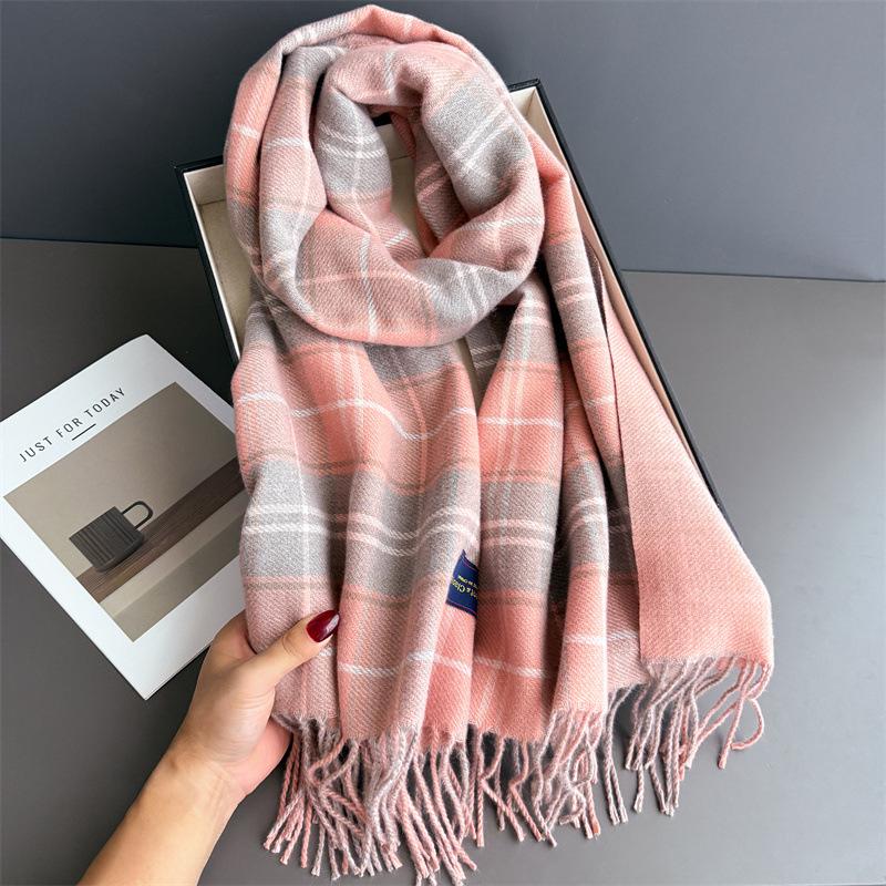 New Fashion Stripes Women's Winter Scarf Imitation Cashmere Warm Shawls Wraps Thicked Pashmina Female Blanket Scarves