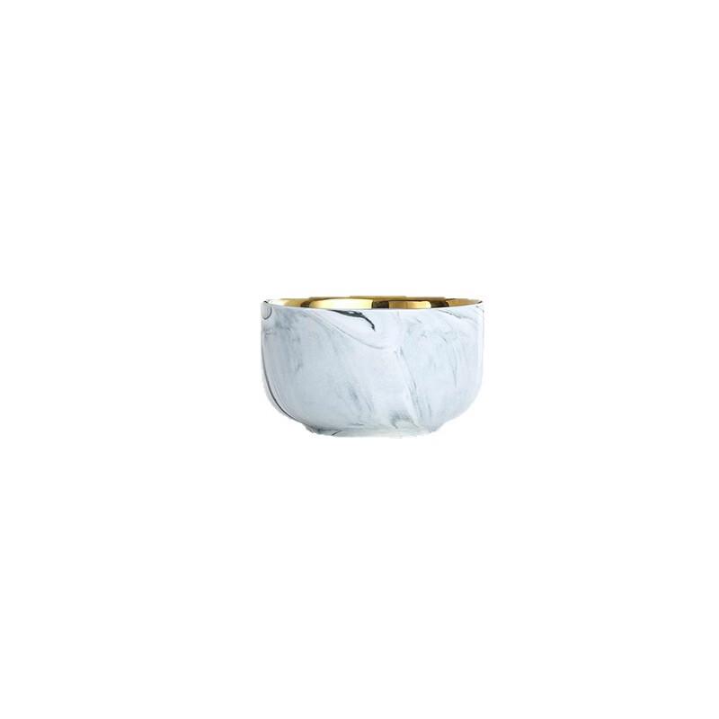 European Marble Pattern Gold Rim Ceramic Deep Plate
