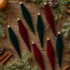 Wine Red Glitter Flocked Ice Pick Christmas Ornaments - 6-Piece Gift Box Set