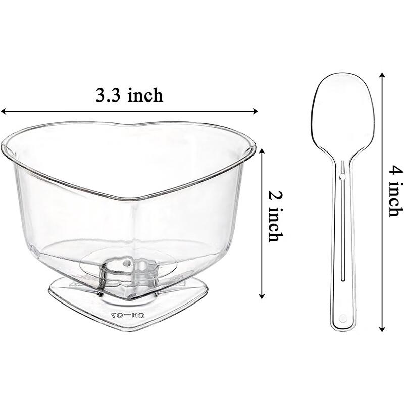 Disposable Heart-shaped Dessert Cups with Spoons