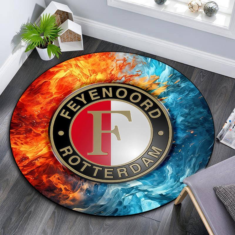 Feyenoord Rotterdam Round Area Rug,Carpet Rug for Living Room Bedroom Sofa Playroom Decor,Non-slip Floor Mat