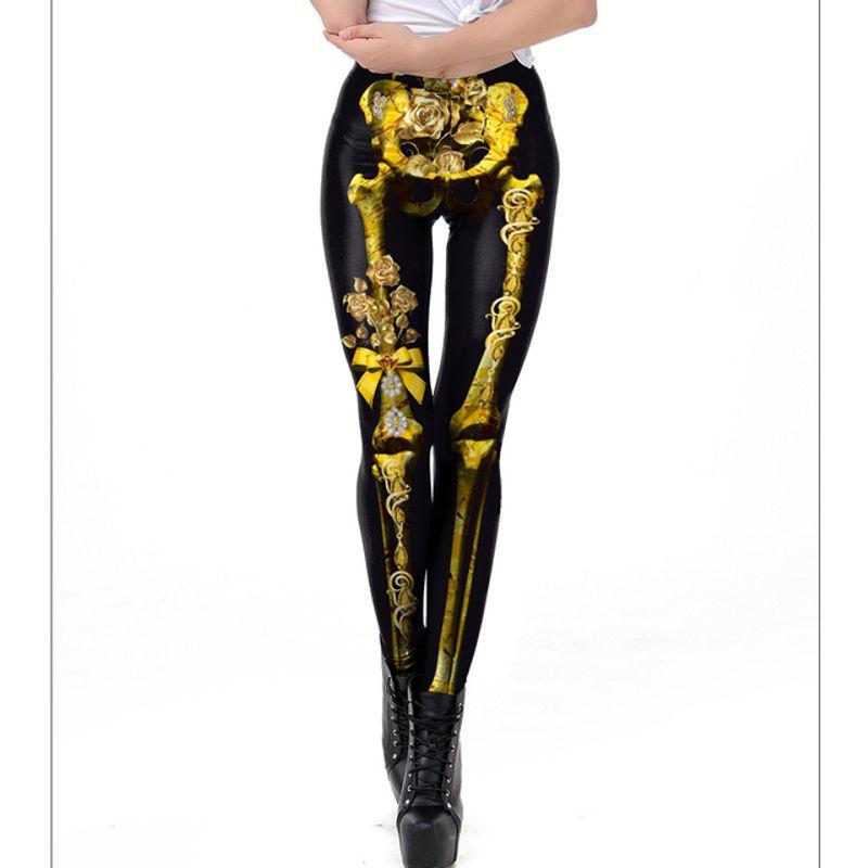 Skeleton 3D Printed Tight Pencil Pants 3D Print Skinny Pencil Pants