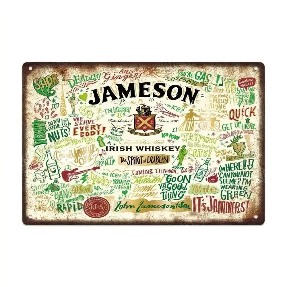 Vintage HAVANA CLUB,JAMESON,Značka Piva Kovový Plechový Znak Dekorativní Tabule Pro Klub Mužskou Jeskyni Bar Dílnu Hospodu Hotel Kavárnu Nástěnná Dekorace