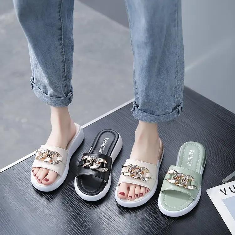 Sandals Ladies Flat Heel Platform Sandals Ladies Candy Color Casual Slippers Ladies Shoes Sandalias De Las Mujeres 2024