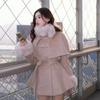 2025 Winter Französisch Vintage Elegant Wollmantel Frau Schwarz Schick Schal Umhang + Retro Locker Trenchcoat Damen Bandage Korea Modedesign Outfits