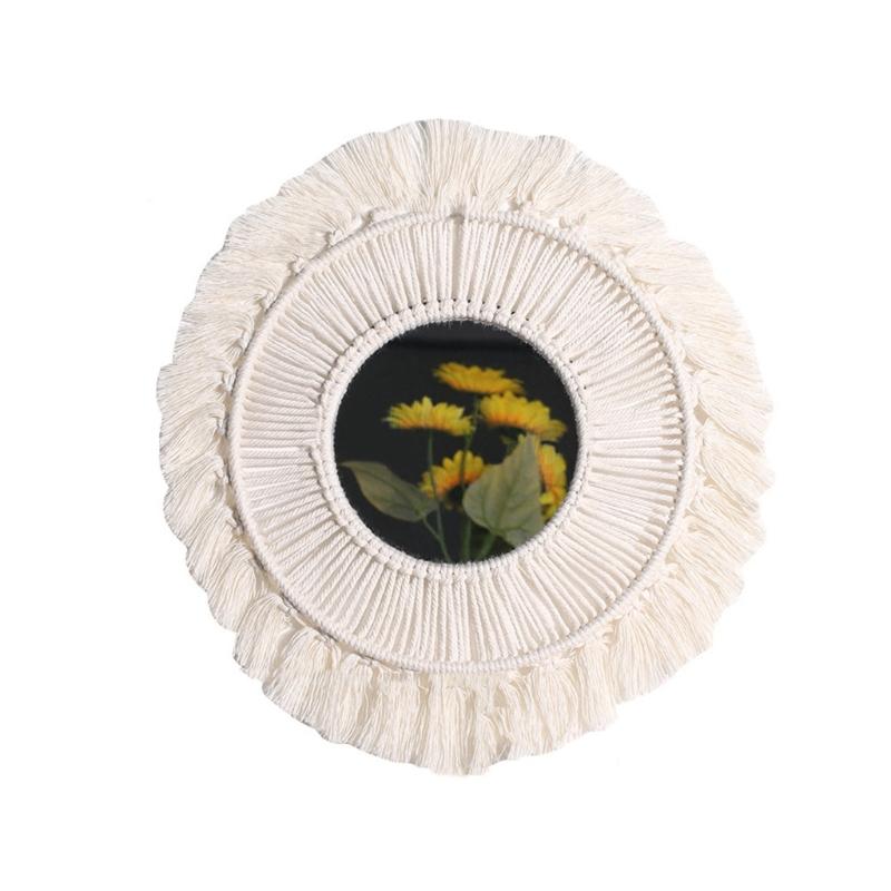 Bohemian Wall Hangings Mirrored Cotton Rope Tassels Round Mirrored Wall Decors