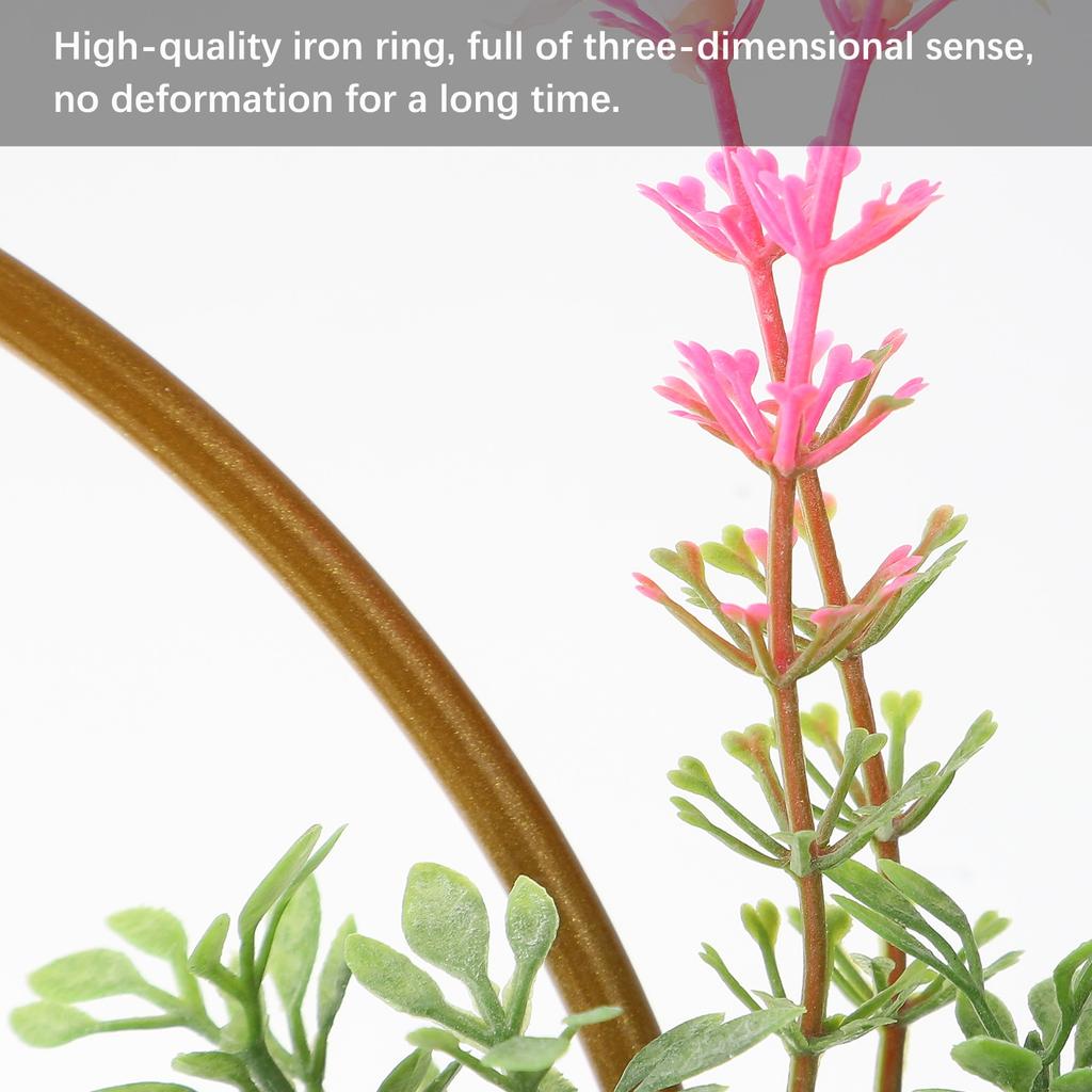 Iron Flower Plant Wall Hanging Wreath Artificial Wreath Silk Fabric Hanging Door Wreath for Living