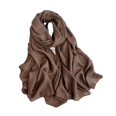 Herbst und Winter neuer Schal aus Baumwoll-Leinen-Imitat, einfarbiger Damen-Seidenschal, Retro-Khaki-Monochrom-langer Schal, dekorativer langer Schal