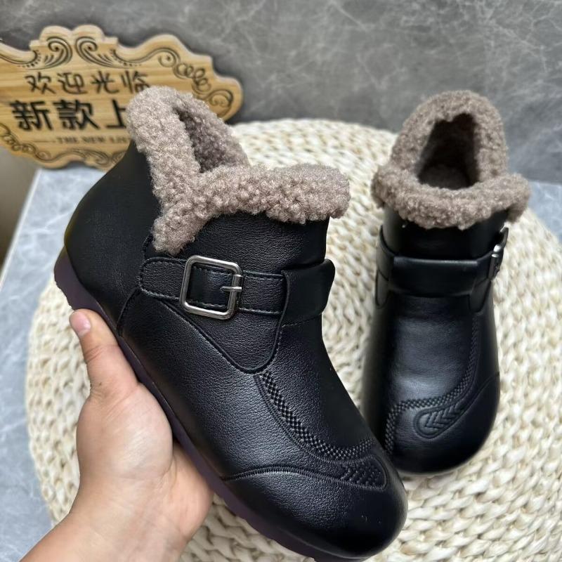 Elderly cotton shoes velvet fashion boots middle grandmother soft sole comfortable leather shoes warm non-slip comfortable shoes