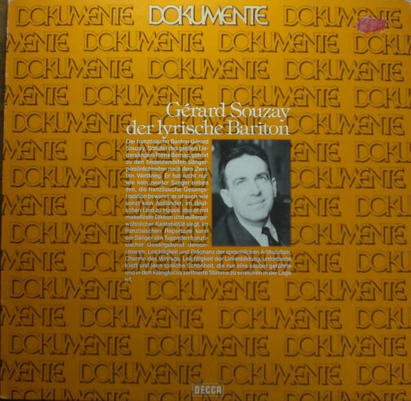 

LP Record GRARD SOUZAY Der Lyrische Bariton 642311 Decca Germany Classical Used