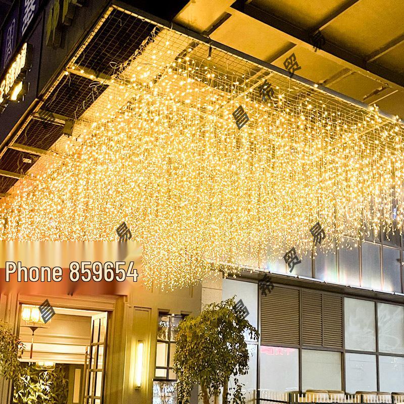Funkelnde Stern Lichterketten: Romantische Outdoor-Eiszapfen-Wasserfall-Dekoration für Hochzeiten