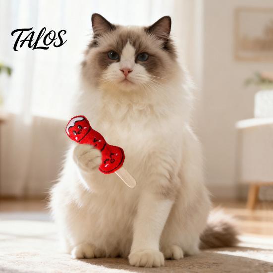 Fun Cartoon Food Cat Toy Plush Chew Toy, Sugarcoated Haws Stick Design, Kitten Teething Anxiety Relief for Cats Stuffed Indoor Biting, Boredom Relief,