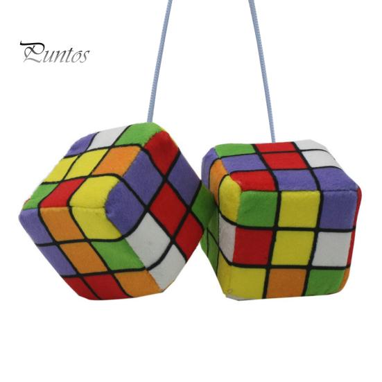 

Плюшевый кубический автомобильный кулон с шнурком, винтажный подвесной декор для зеркала заднего вида, мягкий на ощупь, пушистый кубический декор для интерьера автомобиля разноцветный