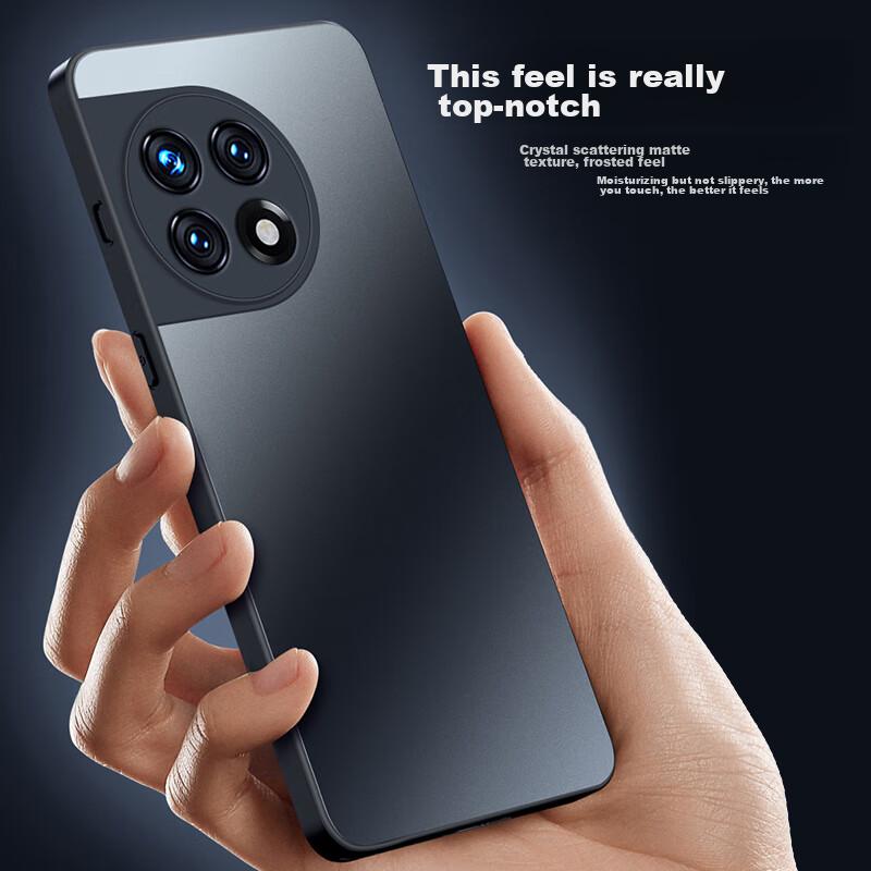 Dream Kajia OnePlus Ace2 Phone Case 1+ Ace2 Lens Fully Wrapped Ultra-thin Light Luxury Frosted Silicone Anti-fall Simple Menn Models Graphite Black