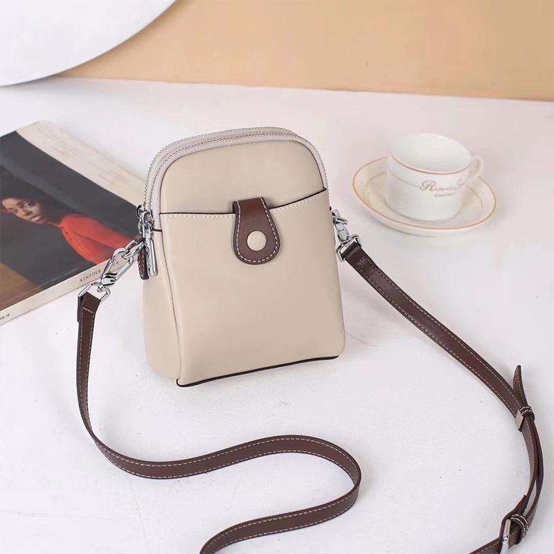 Genuine Leather Women's Bag Phone Bag 2025 New Trendy Mini Cowhide Crossbody Bag Fashion Vertical Single Shoulder Coin Small Bag