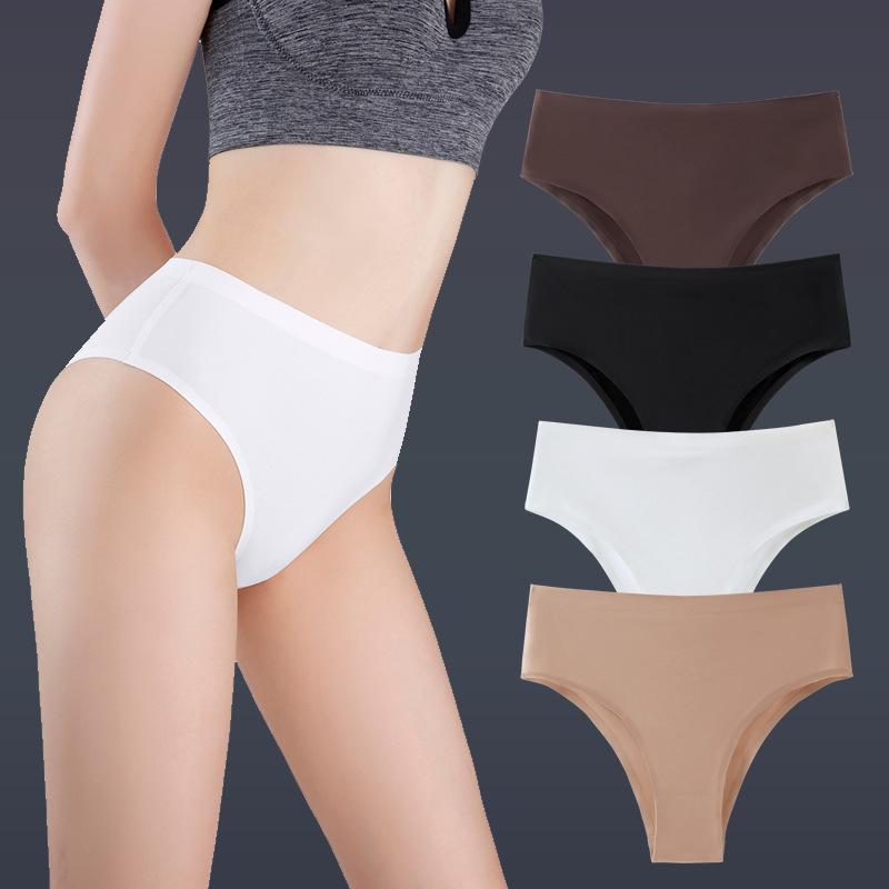 Ice Silk Underwear Quick Dry Panties Seamless Panties Fitness Breathable Mid-waist Briefs Women