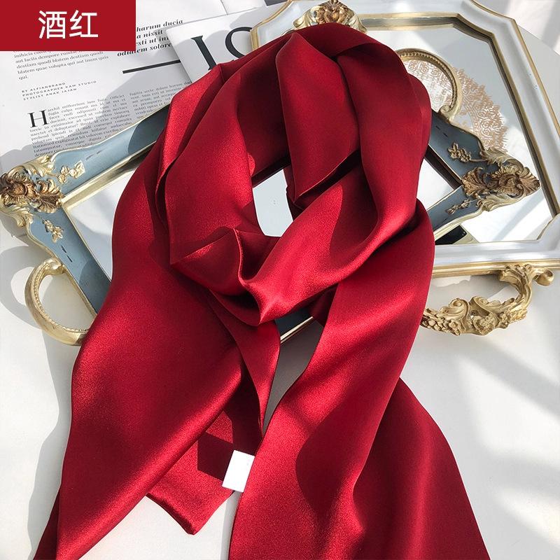 100% mulberry silk satin 15 * 145 silk solid color long scarf women's spring summer double-sided silk scarf