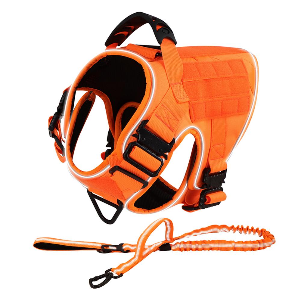 Colete Refletivo para Cães com 4 Fivelas de Metal Tático Militar para Treino de Animais de Estimação Colete Arreios Trela Coleira Acessórios para Cães Grandes