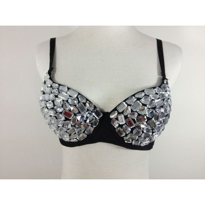 

Разнообразие клубных сексуальных пайеточных разноцветных кристаллов заклепок стразов бюстгальтер шорты танцы на пилоне бар DS выступление танец живота Rhinestone Bra L