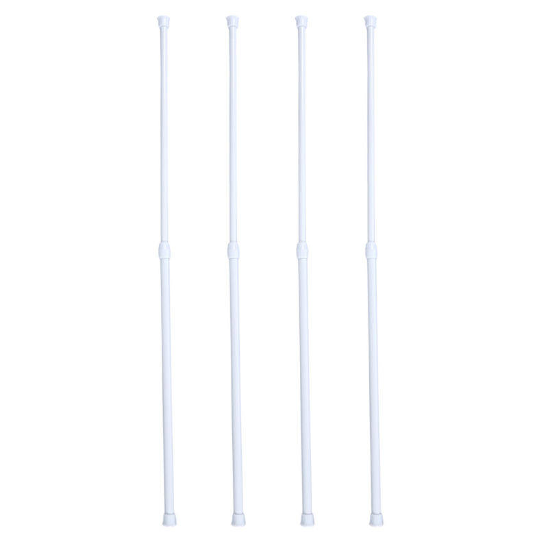 4Pcs Metal Shower Curtain Rod Adjustable Extendable Tension Rod Bathroom Shower Bar Corner Curtain Holder Easy Install No Damage