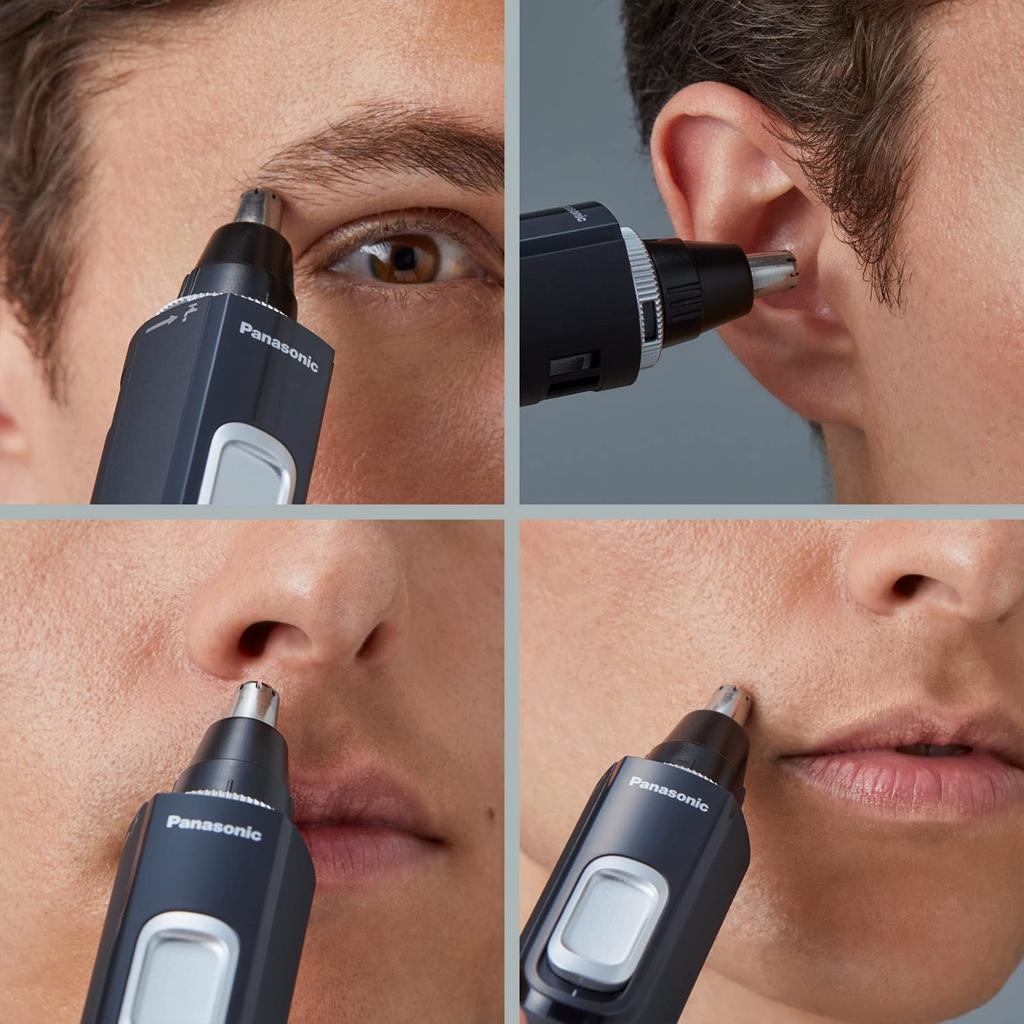 Panasonic Men's Ear and Nose Hair Trimmer with Vacuum Cleaning System, Wet/Dry, Hypoallergenic, High-Performance Dual-Edge Blade - ER-GN70-K, Black