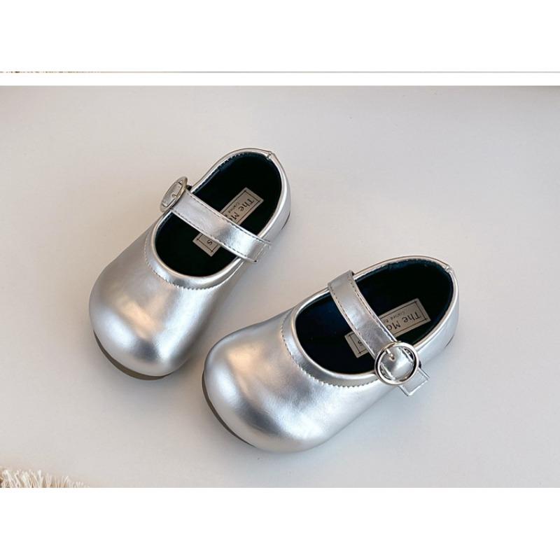 Solid Color Retro Simple Versatile Korean Style Girls Little Leather Princess Shoes Soft Sole Lightweight Comfortable