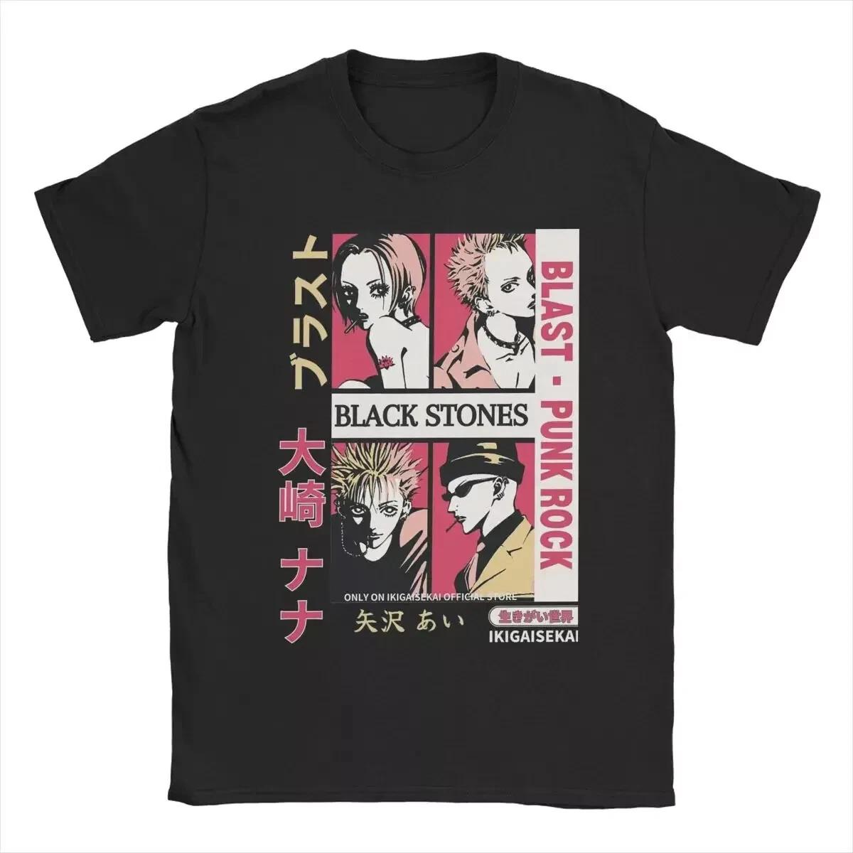 Black Stones Poster NANA Osaki Anime 100% Cotton T-shirt Mens Womens Tees Tops for Men 100% Cotton Novelty T-Shir L
