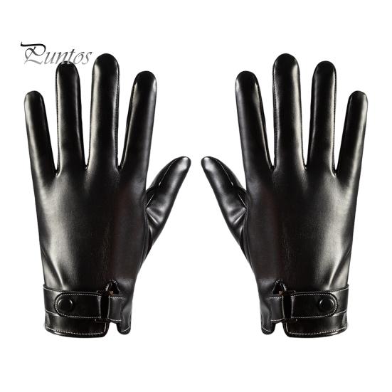 

1 пара перчаток из искусственной кожи для взрослых, зимние теплые перчатки с плюшевой подкладкой и регулируемым запястьем, противоскользящие термоперчатки для сенсорного экрана, для вождения A