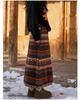 Fair Isle Ethnic Style Women's Fleece Drawstring Lantern Skirt for Autumn/Winter