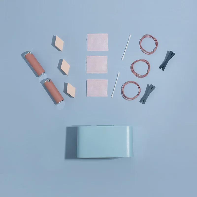 Pudełko do przechowywania wacików i szminek w stylu nordyckim, przezroczyste, dwuwarstwowe, z pokrywką