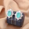 Classic 925 silver-plated square blue zircon earrings-luxury party ladies jewelry