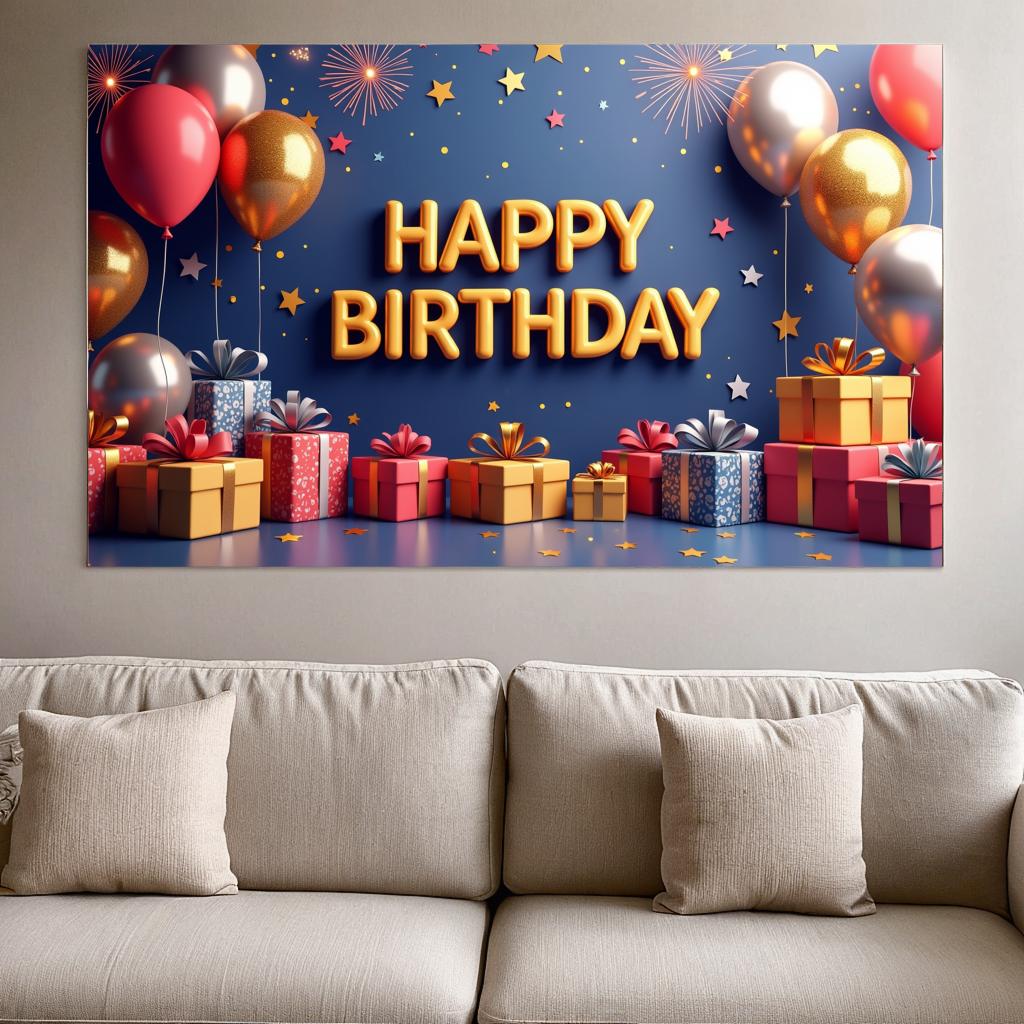 Geburtstagsparty Hintergrund Luftballons Und Geschenke Happy Birthday Banner Feier Veranstaltung Fotografie Hintergrund Requisiten