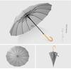 Japanese-Style Minimalist 16K Straight Umbrella with Long Handle, Simple and Stylish Solid Color Leather Handle, Customizable with Printed Logo