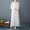 Zen Linen Double Layer Long Dress for Women - Literary Retro Style