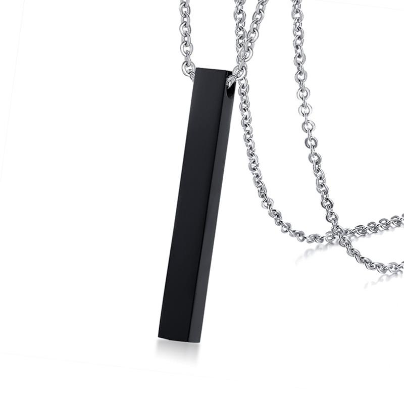 Custom Lange Verticale Staaf Ketting voor Vrouwen Mannen Graveer Gepersonaliseerde Naam Initiaal Hanger Roestvrij Staal Inspiratie Cadeaus