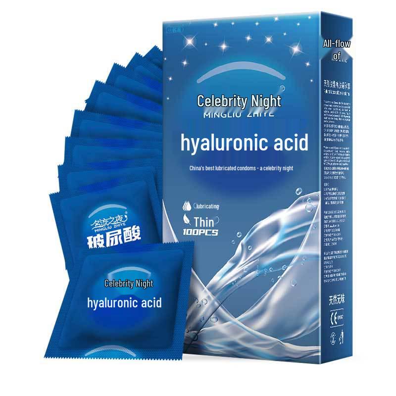 Ultra Thin Ribbed & Lubricated Condoms with Hyaluronic Acid - 10 Pack Adult Sex Toy