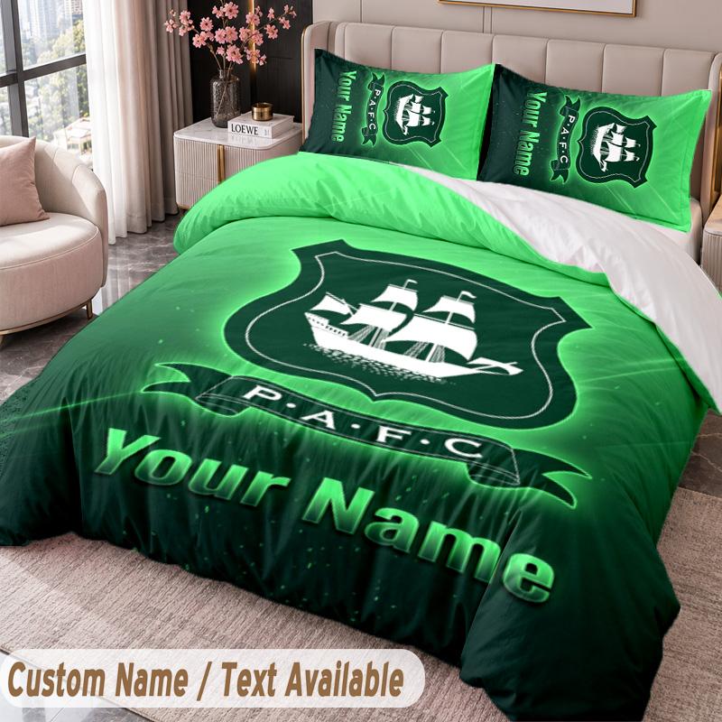 Plymouth Argyle FC Printed Bedding Set Custom Name Text 1 Duvet Cover 2 Pillowcases For Bedroom