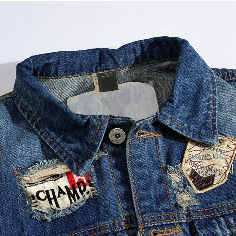 Herren Slim-Fit Trendmarke Denim Weste, Große Größe Motorrad Denim Weste, Patch Weste, Zerrissene Weste