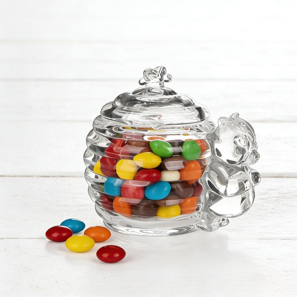 200ml Clear Glass Canister with Lid for Sugar Cubes, Snacks, Nuts, and More. Cute and Charming for Kitchen Storage. Includes Stainless Steel Tongs.