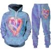 Dolce Amore Cuore 3D Stampa Uomo/Donna Tuta Set Casual Felpa Con Cappuccio E Pantaloni 2 Pezzi Set Oversize Pullover Trend Coppia Felpa