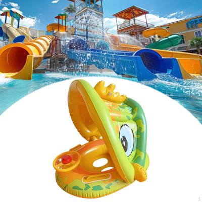 Funny Pool Float Cute Inflatable Swimming Ring for Lake Summer Yellow with Canopy
