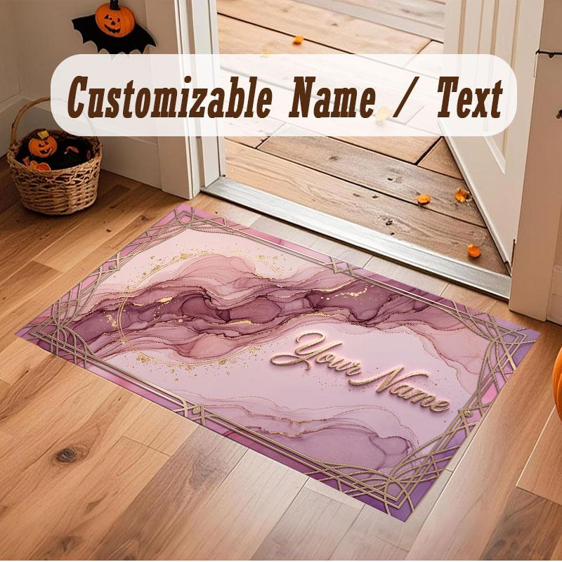 Decorative Artwork Theme Crystal Velvet Floor Rug Personalized Custom Name Text Warm Carpet Home Decoration