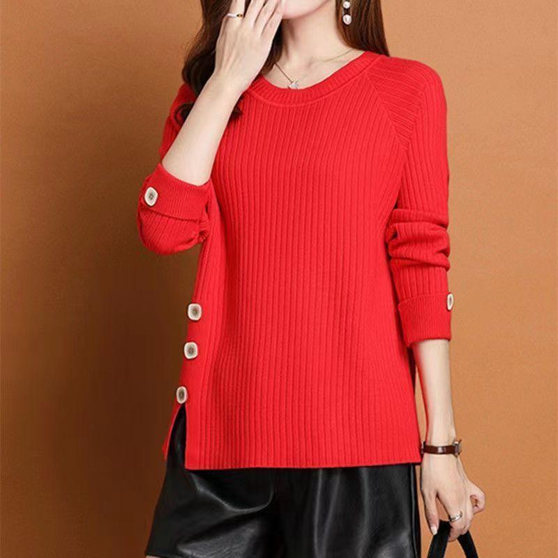 Spring New Sweater Women's Knitted Sweater Crew Neck Fashion Loose Bottoming Shirt Versatile Top Women