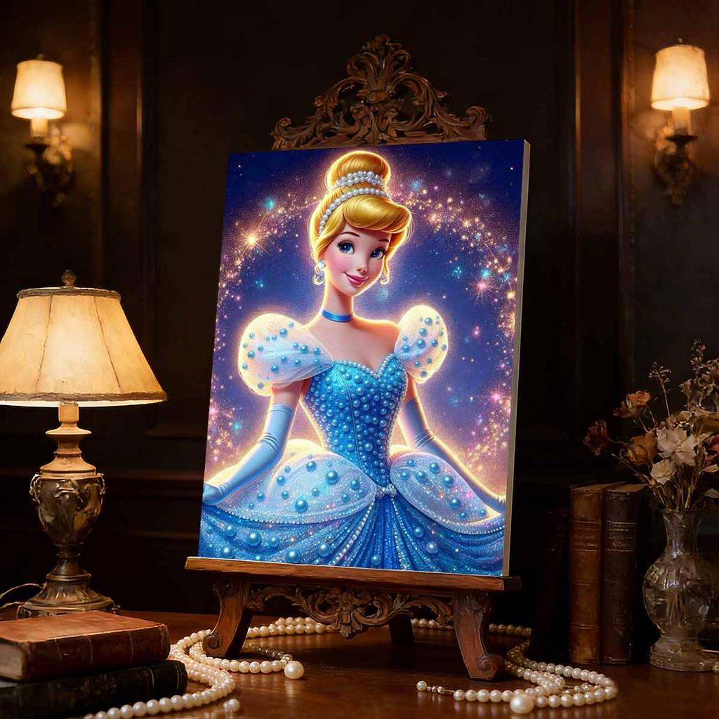 Disney Cinderella Golden Updo Blue Dress, Pearl Hair Accessory Pearl Mosaic A Handmade Decorative Gift That Can Be Used As A Home Decoration Item