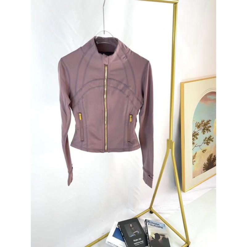 Womens Slim Fit Short Jacket Gold Zipper Yoga Fitness Activewear